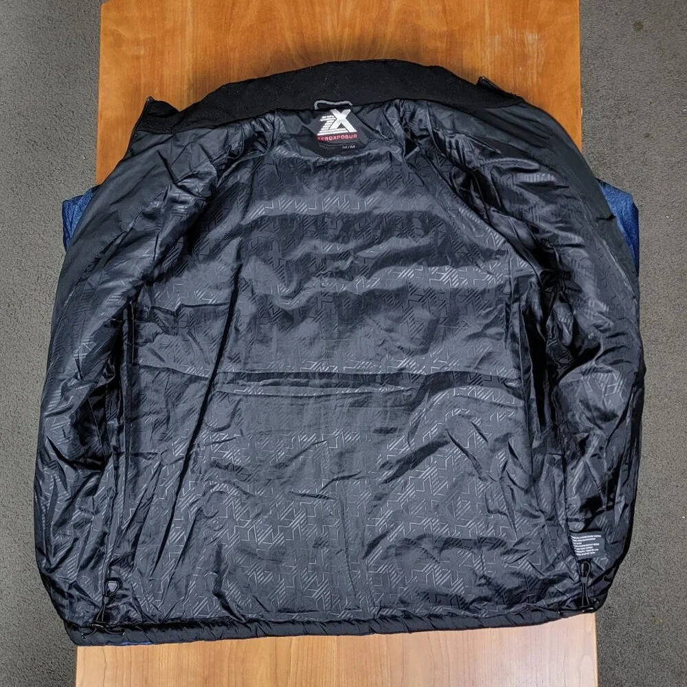 Men's ZeroXposur Denim Blue Navy Cork Quilted Puffer Winter Jacket - M